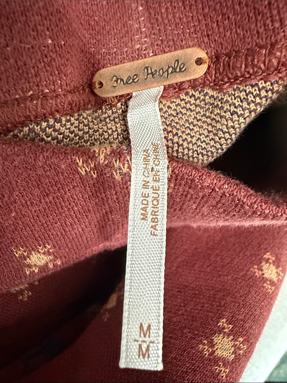 FREE PEOPLE NWT RUST PRINT STRETCH PANTS - Picture 5 of 7